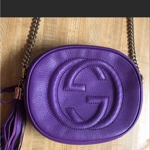Gucci Pebbled Mini Soho Shine Purple Gucci Bag